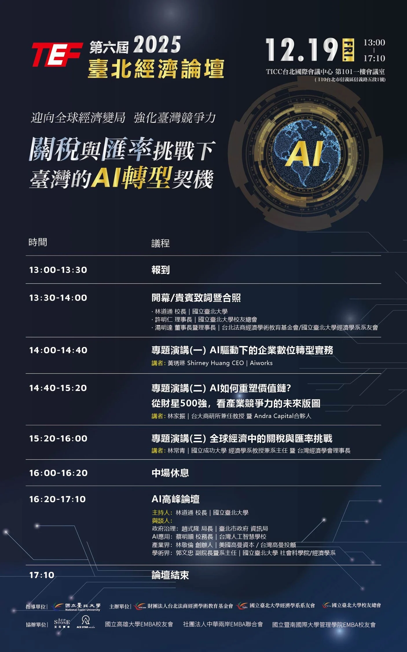 第六屆2025臺北經濟論壇議程 壓縮2